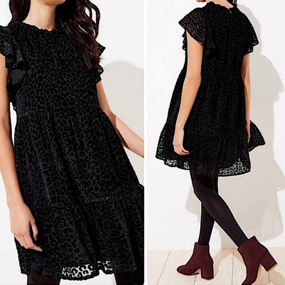 Loft plus cheetah print flutter sleeve midi dress - Picture 1 of 8